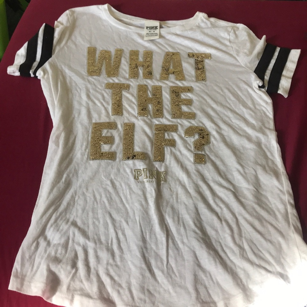 VS PINK Christmas themed T-shirt.